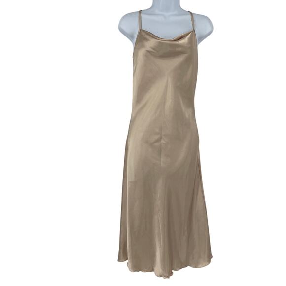 bebe Dresses & Skirts - Y2K Bebe Cowl Neck Slip Dress Sz XS Champagne Satin USA Glam 90s Coquette Party